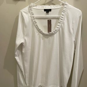 New Jcrew ruffle neck long sleeve tee